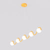 Suspension Sinus 5 lumières orange, verre blanc