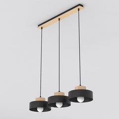 Suspension Kivi 3 lumières noire, bois