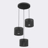 Suspension Lux 3 lumières noire, tissu noir, H 43 cm