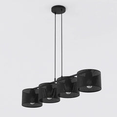 Suspension Lux 4 lumières noire, tissu noir