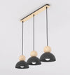 Suspension Kaki 3 lumières noire, bois, H 18 cm