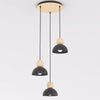 Suspension Kaki 3 lumières noire, bois, H 41 cm