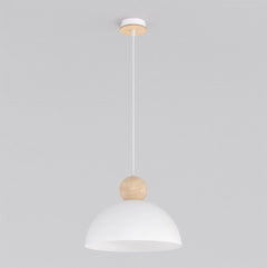 Suspension Kaki blanche, bois, H 30 cm