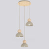 Suspension Kaki 3 lumières beige, bois, H 41 cm