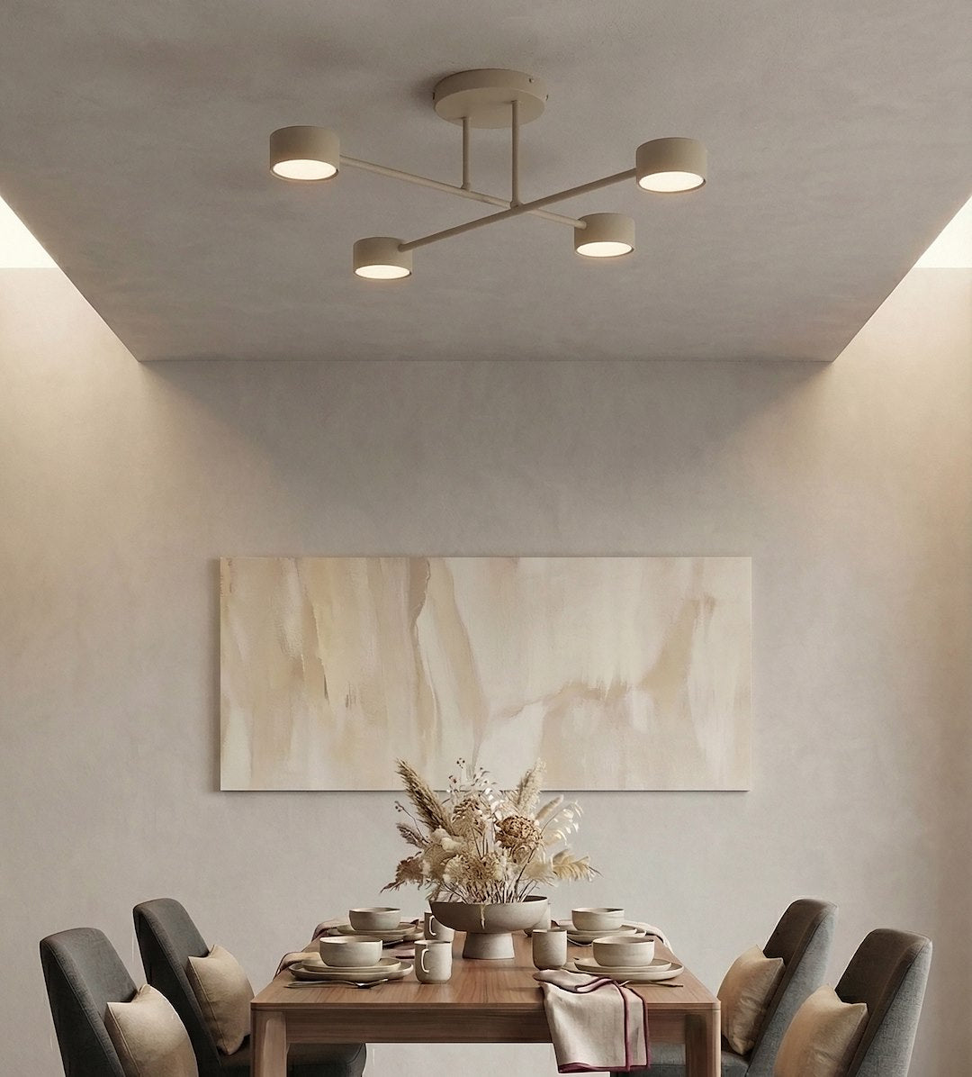 Plafonnier Halo 4 lumières beige
