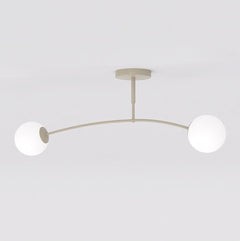 Plafonnier Pregos 2 lumières beige, verre blanc