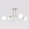 Plafonnier Pregos 4 lumières beige, verre blanc