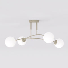 Plafonnier Pregos 4 lumières beige, verre blanc