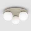 Plafonnier Solar 3 lumières beige, verre blanc