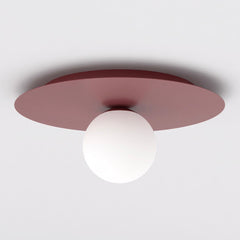Plafonnier Solar bordeaux, verre blanc