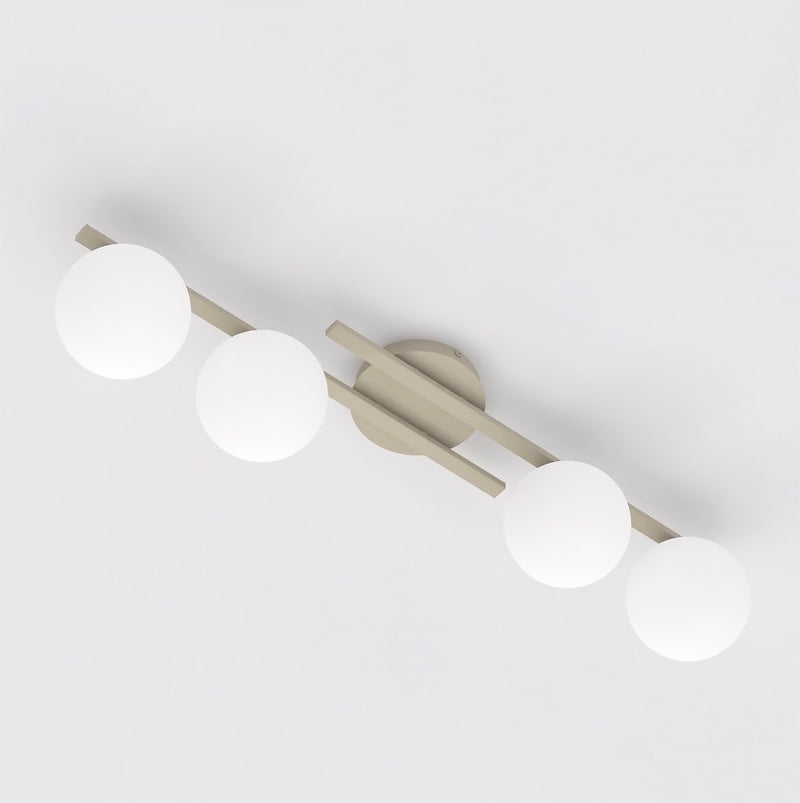 Plafonnier Kairo 4 lumières beige, verre blanc