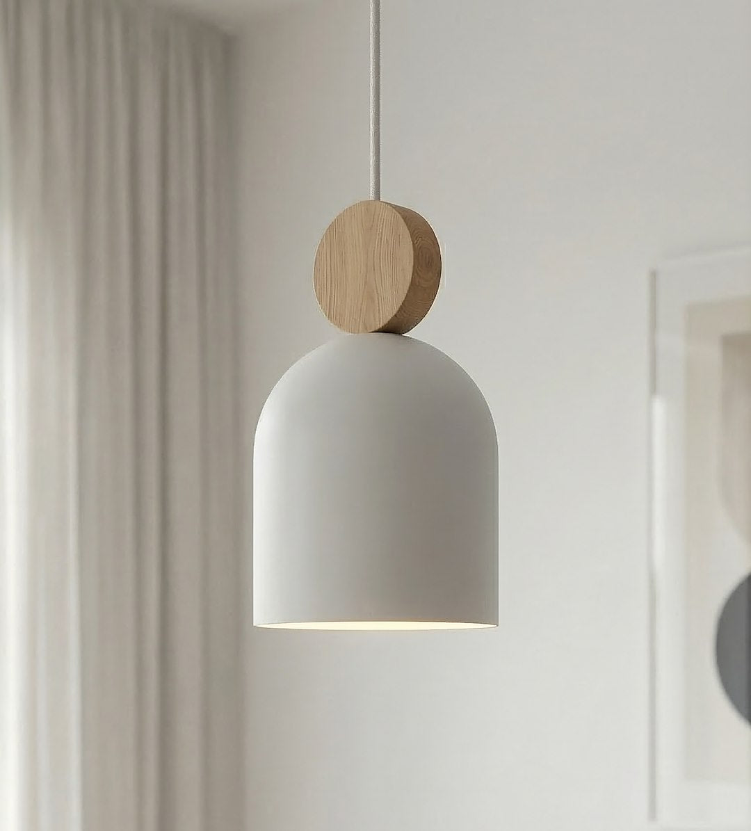 Suspension Mesi blanche, bois