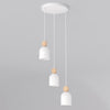 Suspension Mesi 3 lumières blanche, bois, H 34 cm