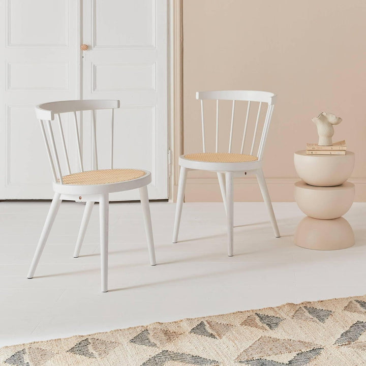 Chaises Blanches Bois Cannage | Designix - 3333    - https://designix.fr/