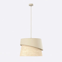 Suspension Canva beige, rotin marron et beige