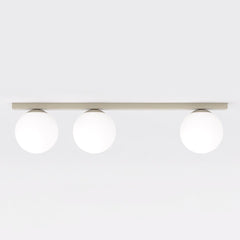 Plafonnier Fit 3 lumières noir, verre blanc, H 14 cm