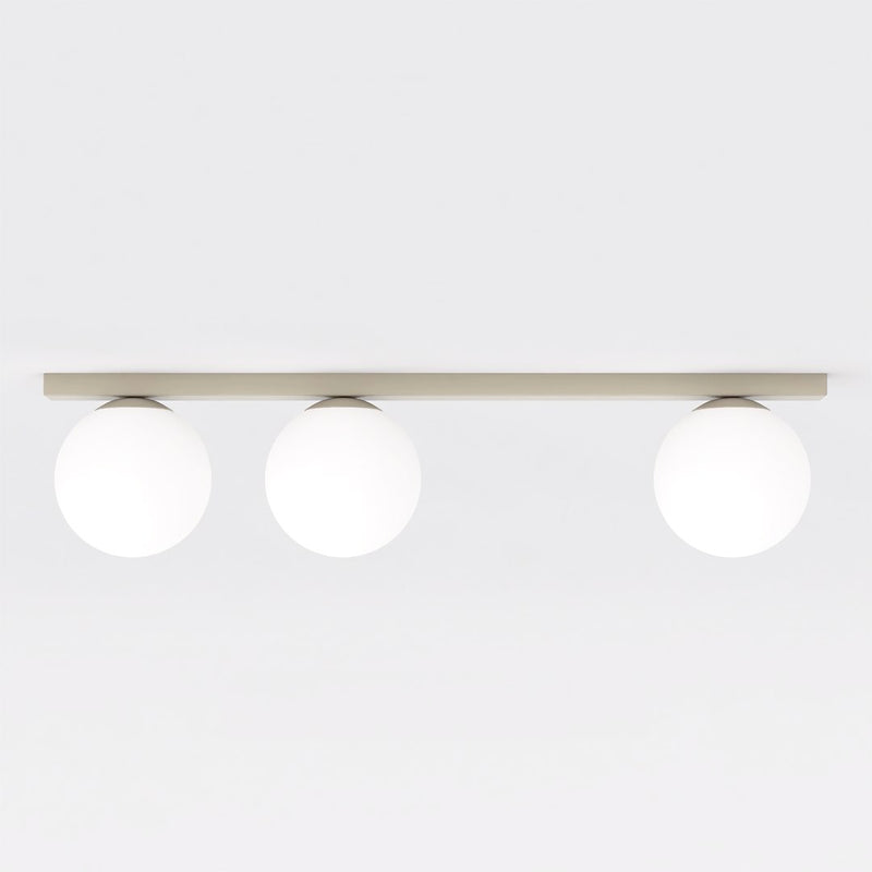 Plafonnier Fit 3 lumières noir, verre blanc, H 14 cm