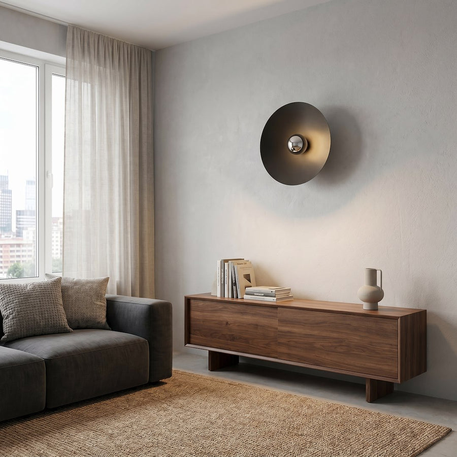 Applique murale Mono noire, verre graphite
