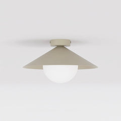 Plafonnier Mono beige, verre blanc, H 30 cm