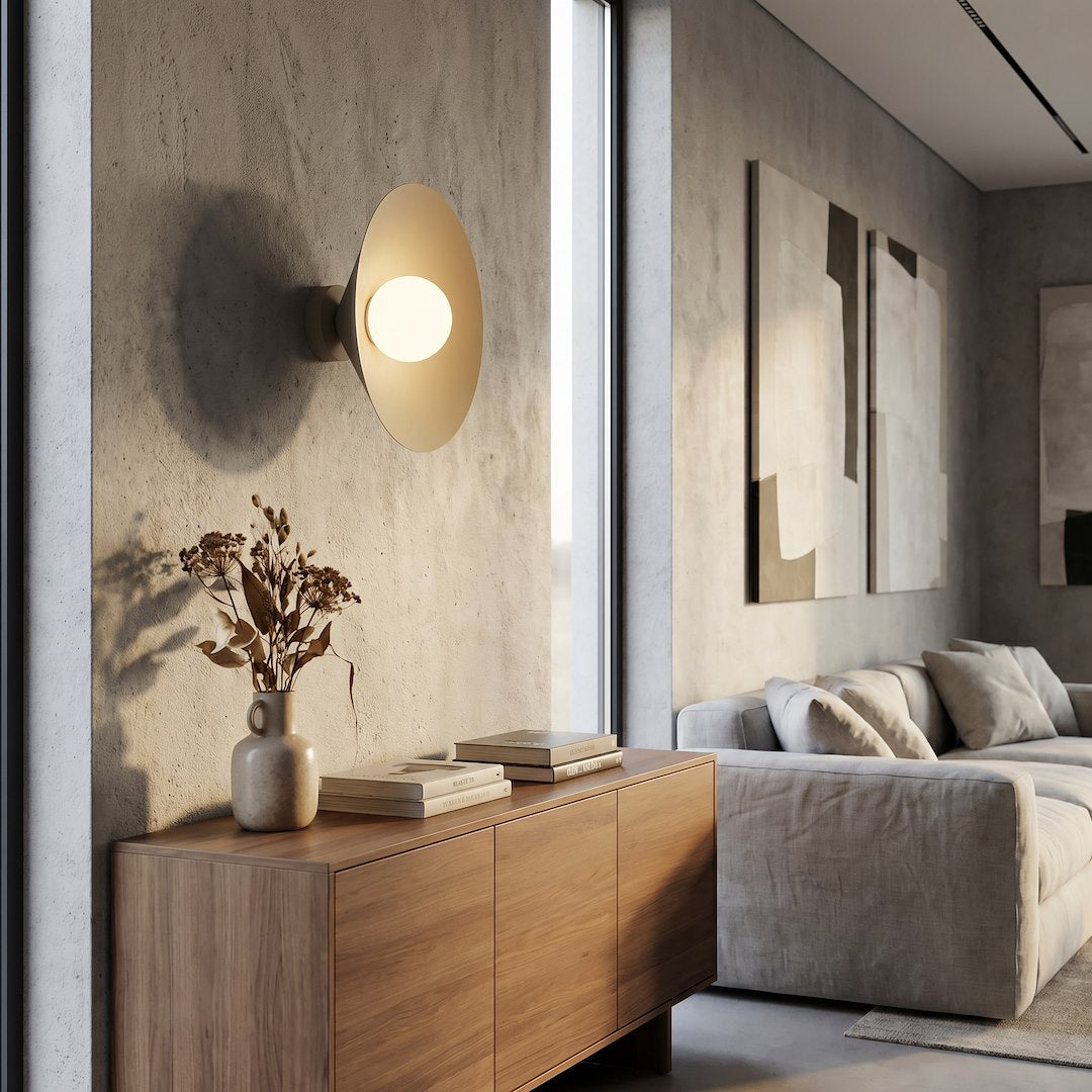 Applique murale Mono beige, verre blanc, H 40 cm