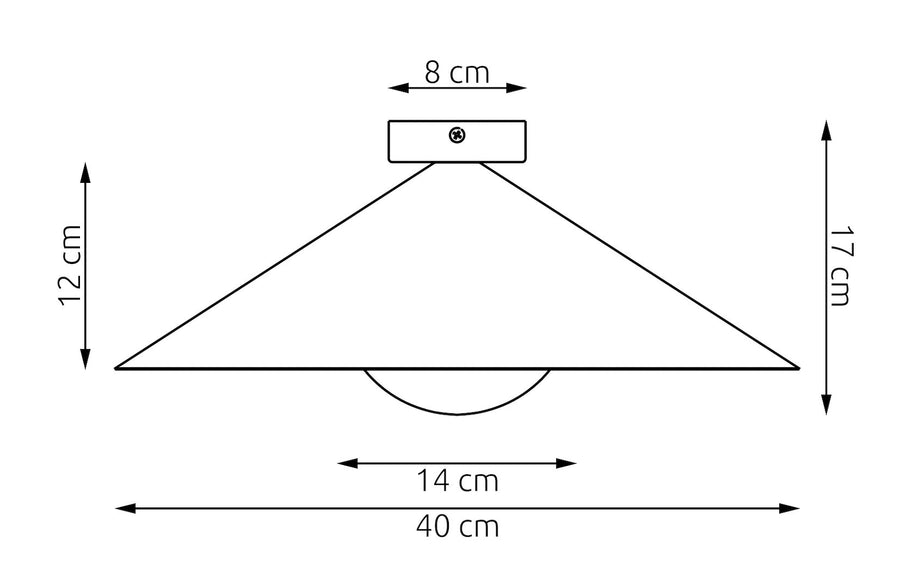 Schéma technique coté du plafonnier avec les dimensions 40 et 17 cm