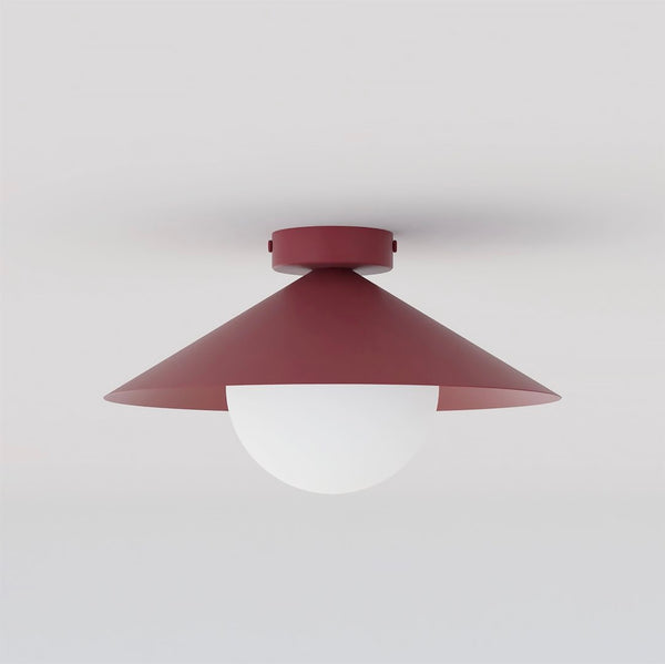 Plafonnier Mono bordeaux, verre bordeaux, H 30 cm