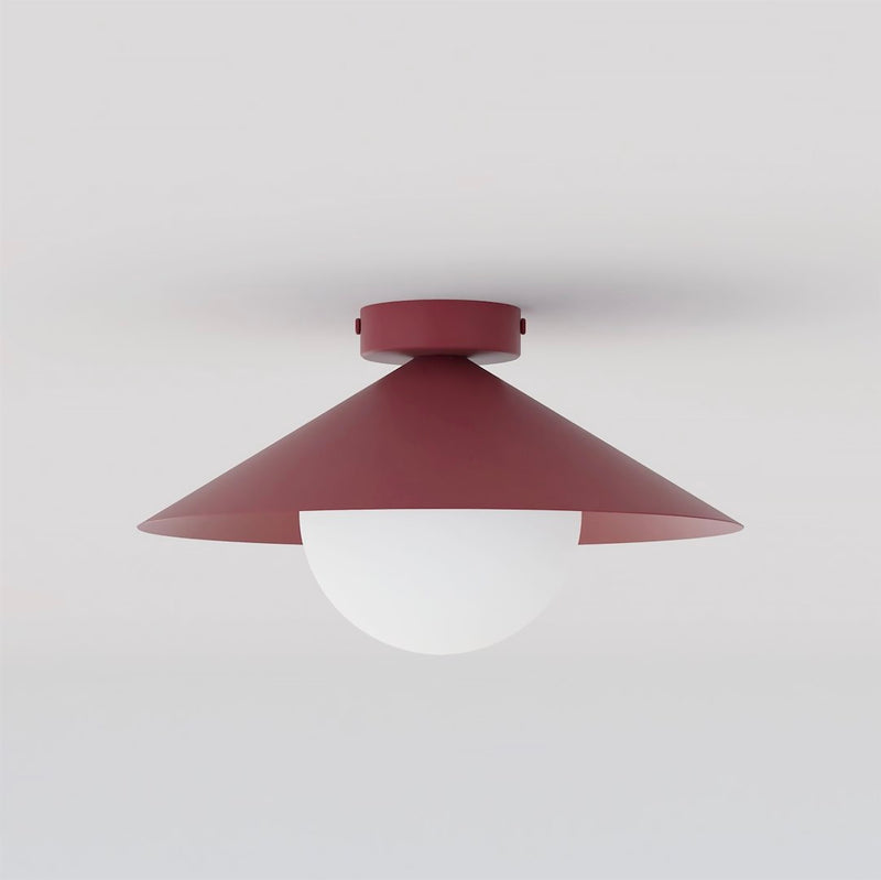 Plafonnier Mono bordeaux, verre bordeaux, H 30 cm