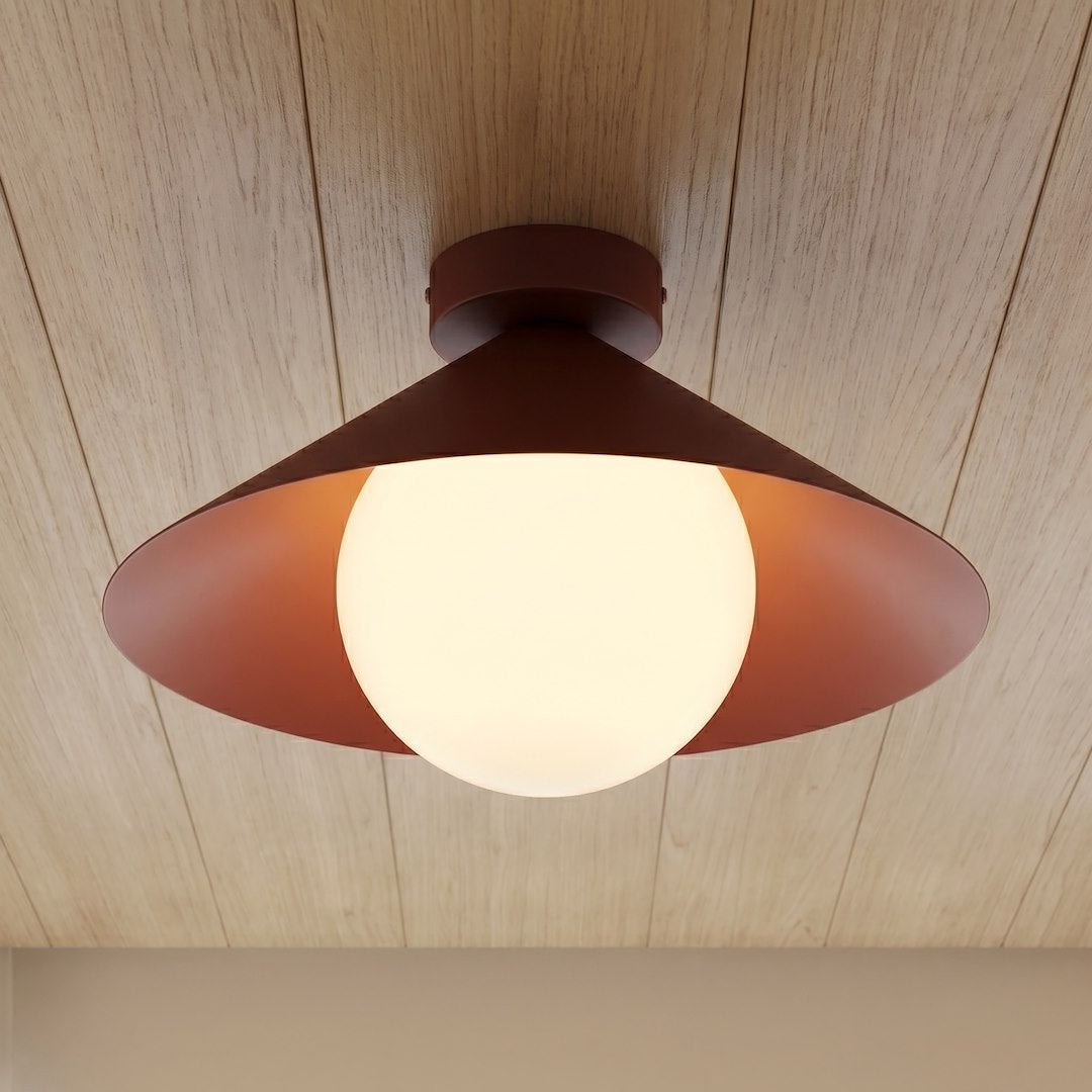 Plafonnier Mono bordeaux, verre bordeaux, H 30 cm