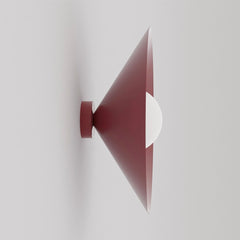Applique murale Mono bordeaux, verre blanc, H 40 cm