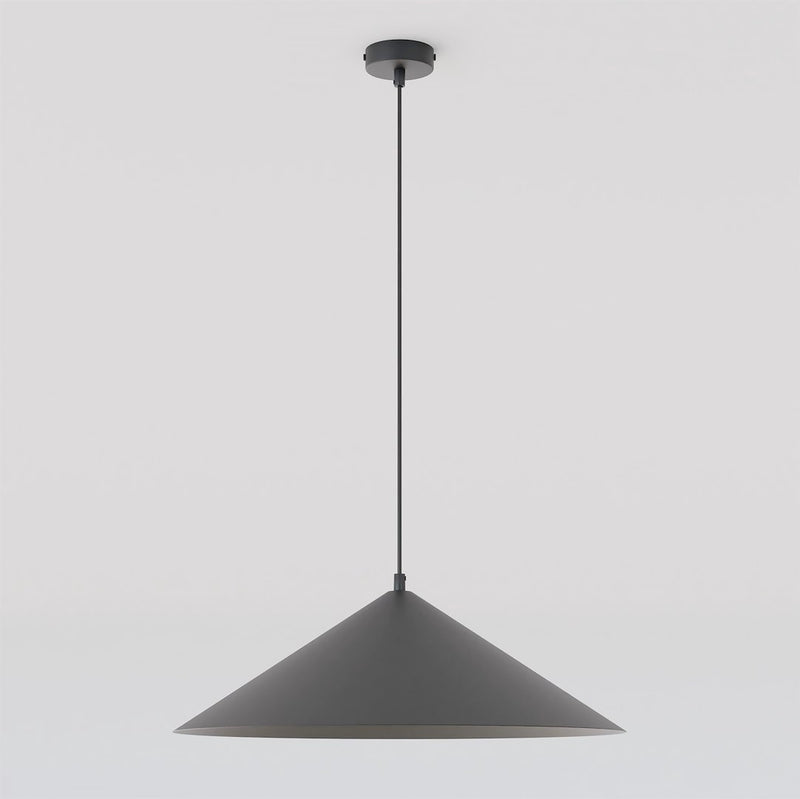 Suspension Mono noire, verre blanc, H 50 cm