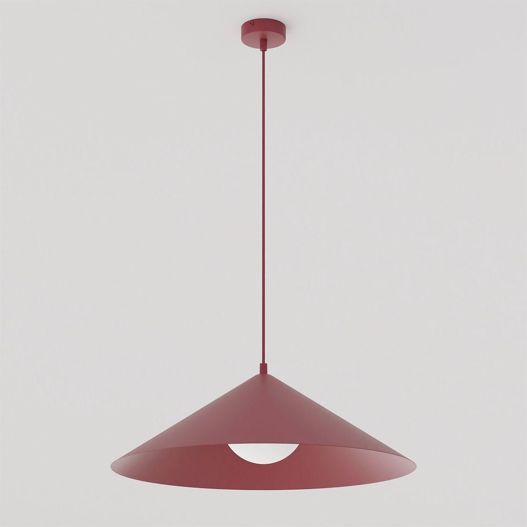 Suspension Mono bordeaux, verre blanc, H 50 cm