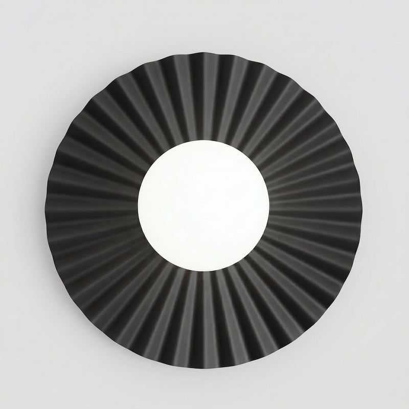 Applique murale Umbra noire, verre blanc, P 25 cm