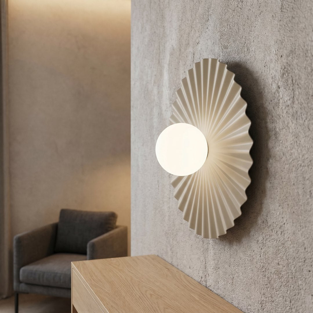 Applique murale Umbra beige, verre blanc, P 35 cm