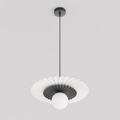 Suspension Umbra noire, verre blanc