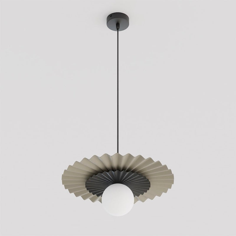 Suspension Umbra noire et beige, verre blanc