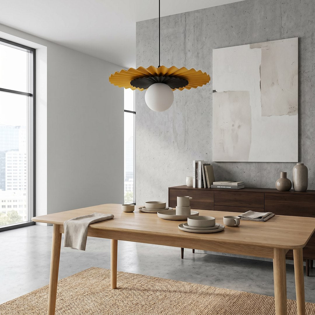 Suspension Umbra noire et orange, verre blanc
