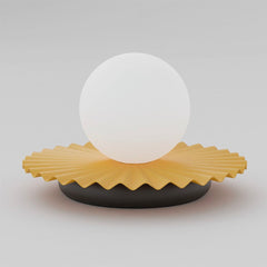 Lampe à poser Umbra orange et noire, verre blanc