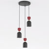 Suspension Gaudi 3 lumières noire et bordeaux, H 34 cm