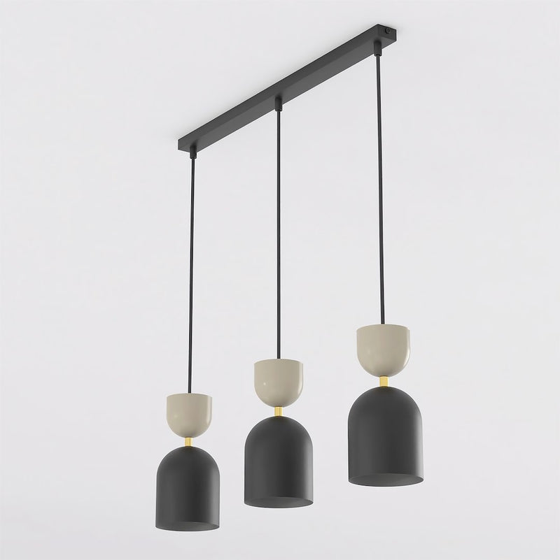 Suspension Gaudi 3 lumières noire et beige, H 11 cm