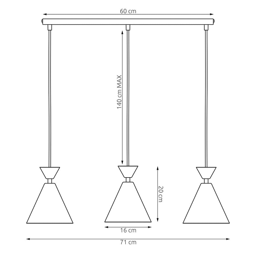 Suspension Klever 3 lumières orange