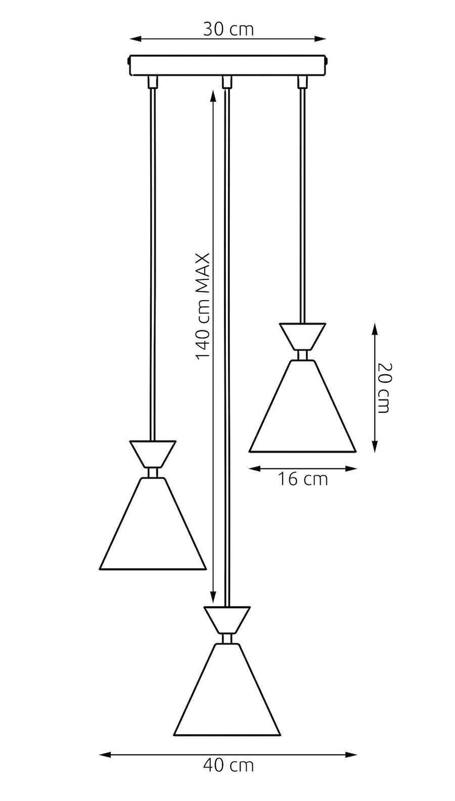 Suspension Klever 3 lumières blanche
