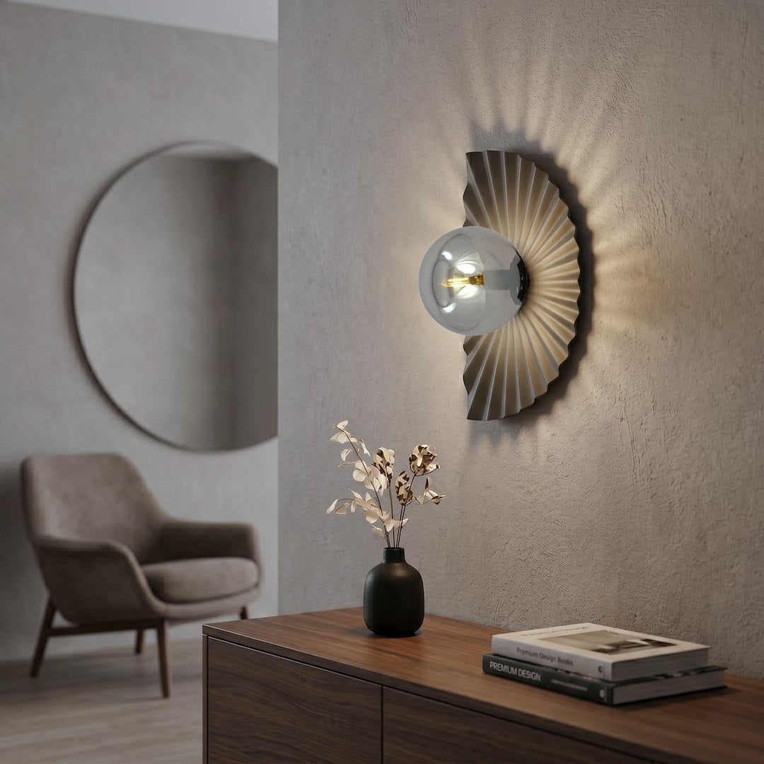 Applique murale Flora noire, verre graphite