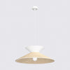 Suspension Softa blanche, rotin marron et blanc