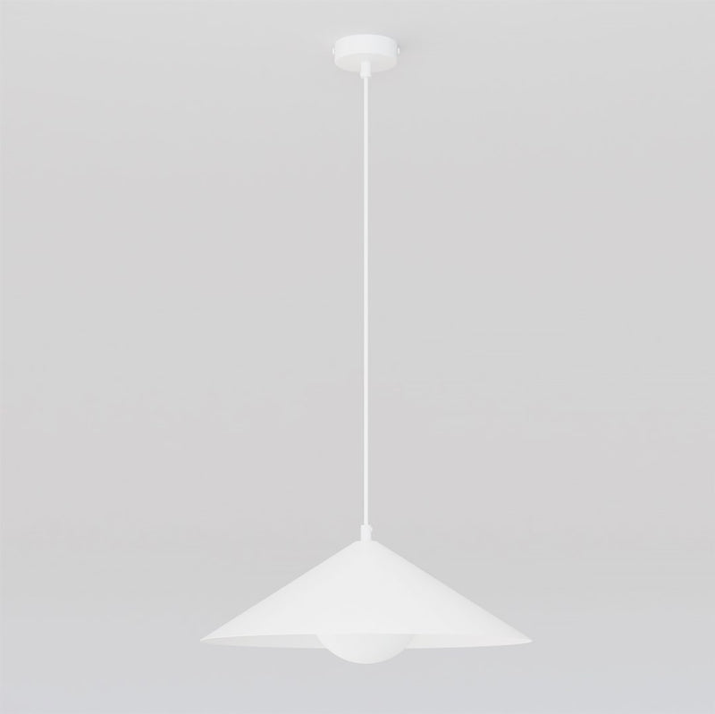 Suspension Mono blanche, verre blanc, H 40 cm