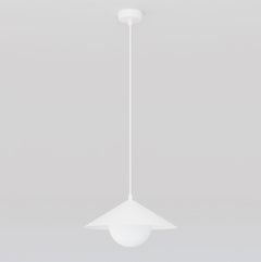 Suspension Mono blanche, verre blanc, H 30 cm