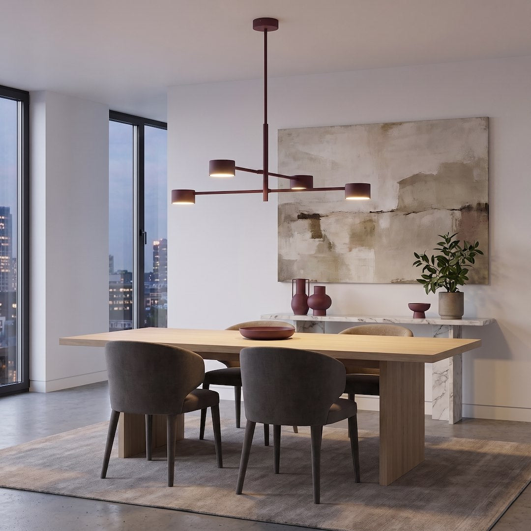 Plafonnier Natsu 4 lumières bordeaux