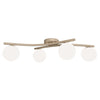 Plafonnier Opus 4 lumières beige, verre blanc