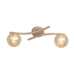 Plafonnier Opus 2 lumières beige, verre ambré
