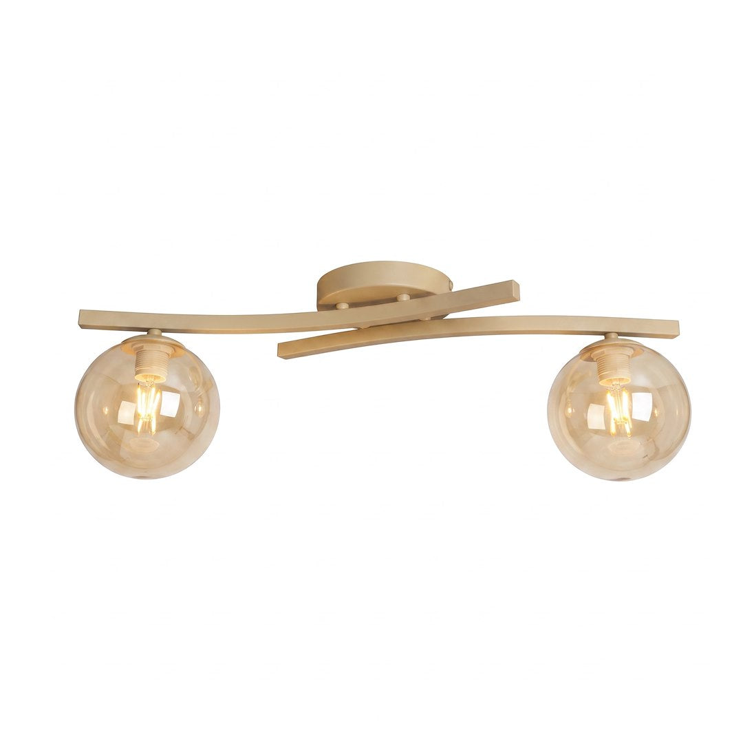 Plafonnier Opus 2 lumières beige, verre ambré