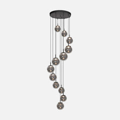 Suspension globes verre noire Ø 60 cm, 12 lumières LED | Bollique Constellation